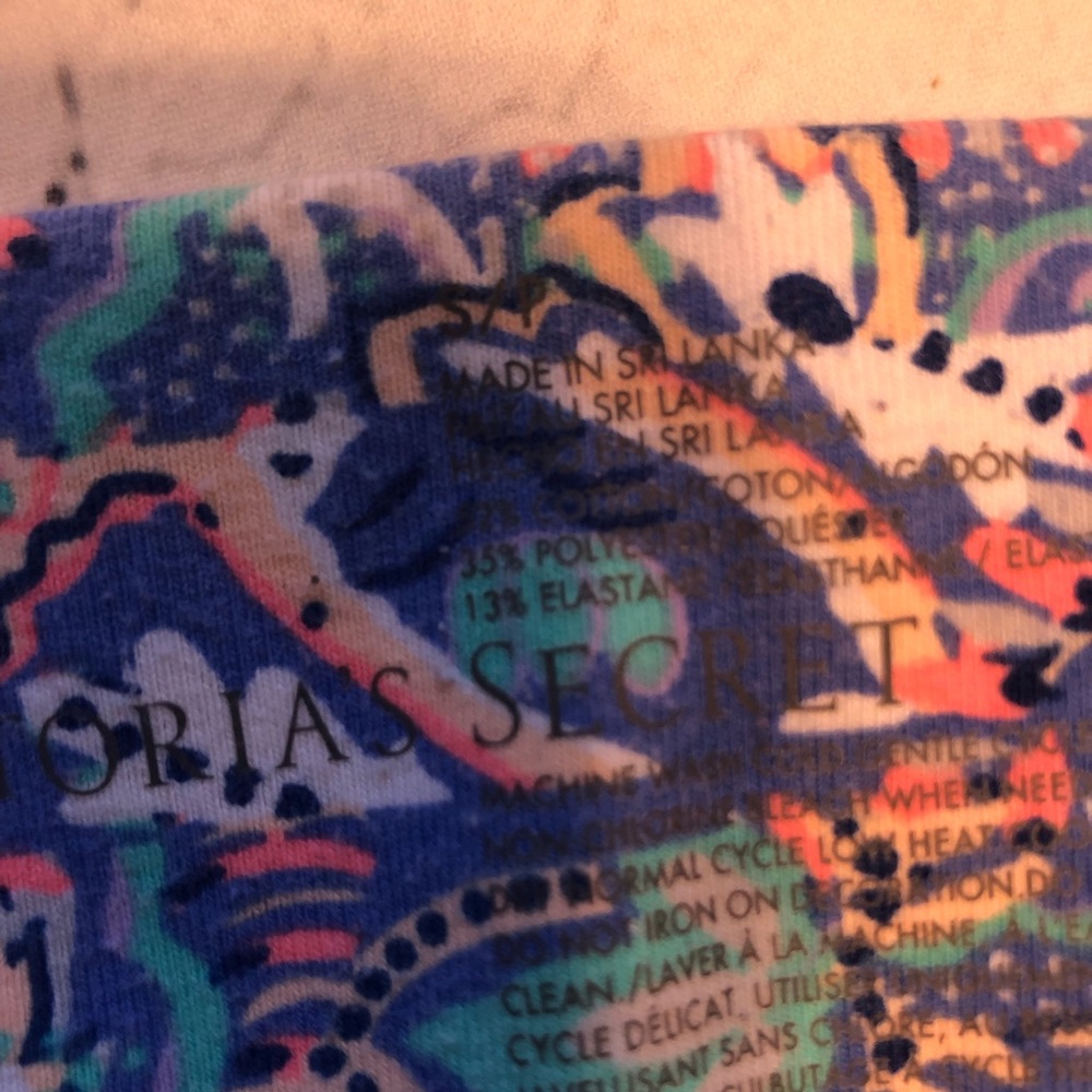 Victorias Secret yoga crop pants blue multicolored small GUC - Picture 4 of 7